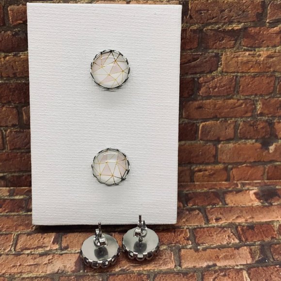 Hand Crafted Jewelry - Hand Crafted 12 mm earrings- pink, gold, white